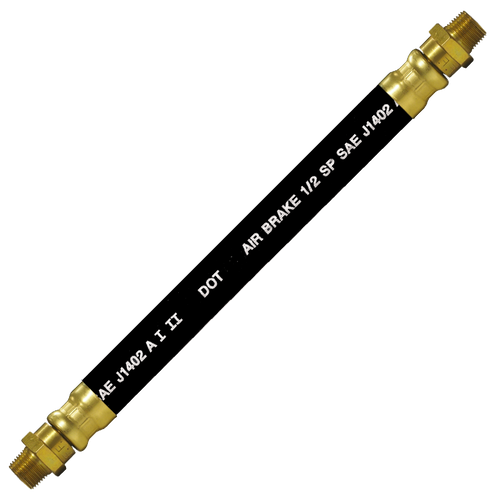 1/2 x 24" Black Rubber DOT SAE J1402 Air Brake Hose Assembly  HAB-8-24C-LSW