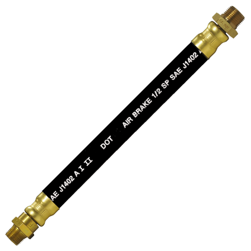 1/2 x 54" Black Rubber DOT SAE J1402 Air Brake Hose Assembly  HAB-8-54CLSC