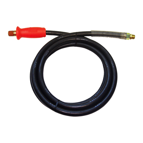3/8" x 12' Black Rubber DOT SAE J1402 Air Brake Hose Assembly w/Red Grip & Spring Guard  HABRED-12GGSG