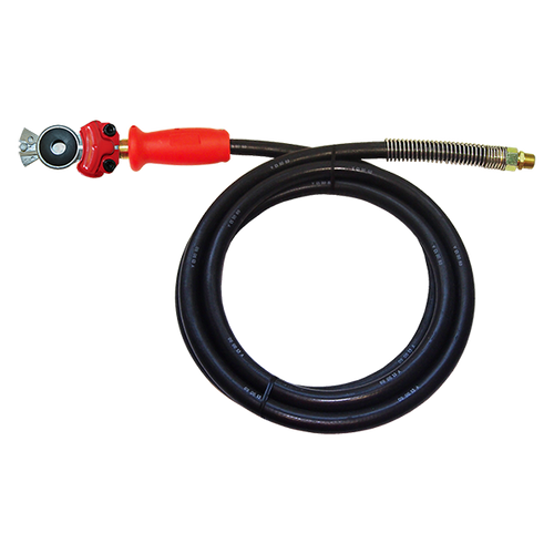 3/8" x 12' Black Rubber DOT SAE J1402 Air Brake Hose Assembly w/Red Grip, Spring Guard & Glad Hand  HABRED-12GGSG-GH