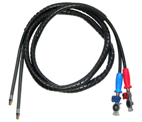 3/8" x 15' Blue & Red Air Brake Hose Assemblies w/Spiral Hose Guard  HABSPW-15GGSG