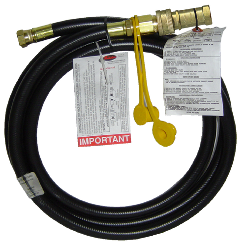 3/8 x 120" Female 45° SAE -  QD Nipple/Coupler - Type I Nitrile Rubber Natural Gas Hose Assembly w/Plug & Cap  I6C120FS6QDPC
