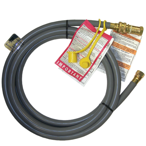3/8 x 120" Female 45° SAE - QD nipple - Type I Thermoplastic Natural Gas Hose Assembly - w/Plug & Cap  I6NGTC120FS6QDPC