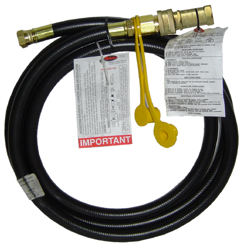1/2 x 240" Female 45° SAE - QD nipple - Type I Nitrile Rubber Natural Gas Hose Assembly - w/Plug & Cap  I8C240FS6QDPC