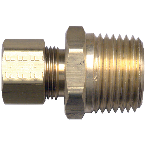 3/8 x 1/4" Lead Free Brass Poly Tube Compression w/Fixed Insert - Male NPT Connector  LF-468-6B
