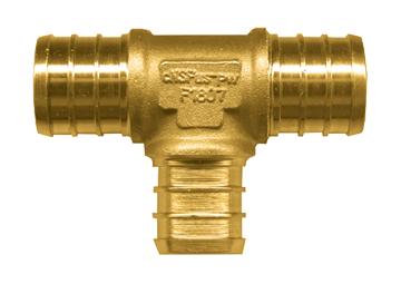 3/4 x 1/2 x 1/2" Lead Free Brass Pex Hose Barb Reducing Tee  LF-PEX-123-141010