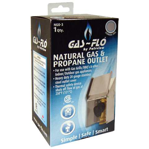 3/8" GAS-FLO® Stainless Steel Natural Gas/Propane Outlet Box w/Hangar Tab Rack  NGO-3-HT