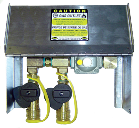 3/8" GAS-FLO® Stainless Steel Natural Gas/Propane Dual Outlet Box w/QDC  NG-OUTLET-2LB-DUAL-L
