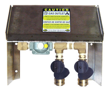 3/8" GAS-FLO® Stainless Steel Natural Gas/Propane Dual Outlet Box w/QDC  NG-OUTLET-2LB-DUAL-R