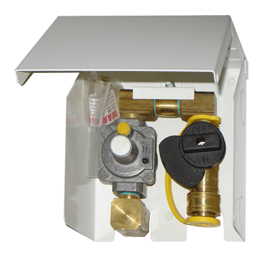3/8" GAS-FLO® White Painted Stainless Steel Natural Gas/Propane Outlet Box w/QDC  NG-OUTLET-2LBW