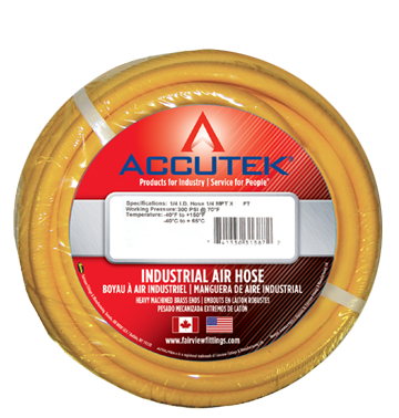 3/8 x 1/4" x 50' Yellow PVC Air Hose Assembly  PA6YEL-50B