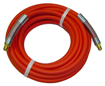 3/8 x 1/4" x 100' Red PVC Air Hose Assembly w/Spring Guard  PAR6RED-100B-SG