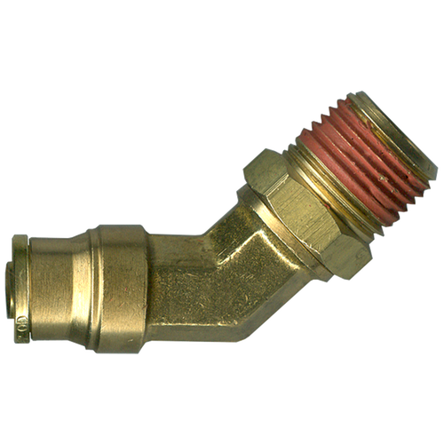 1/4 x 1/4" Brass DOT Push-To-Connect - Male NPT Swivel 45° Elbow  PC1474SW-4B