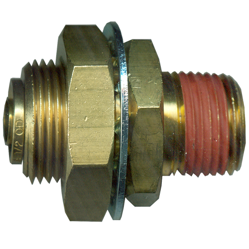 1/2 x 1/2" Brass DOT Push-To-Connect - Male NPT Bulkhead Union  PC1483-8D
