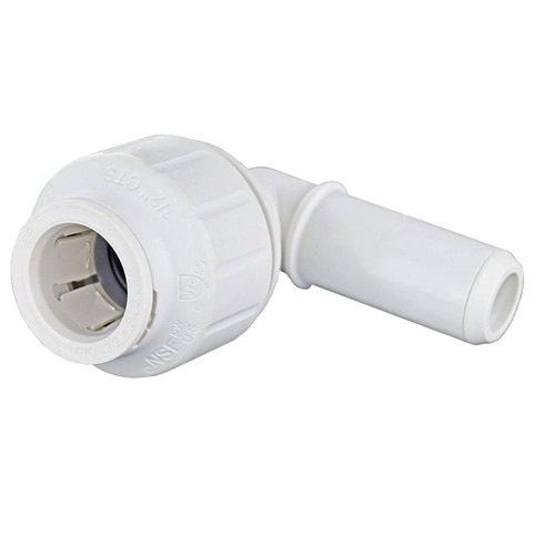 3/4 x 3/4" JG® White Polypropylene CTS Twist Lock - Male Stem 90° Elbow  PEI222828