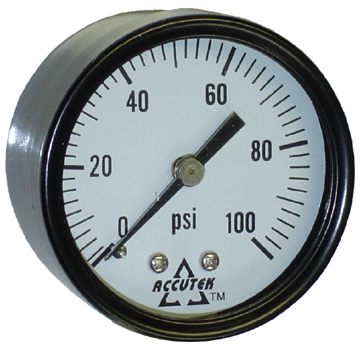 0-100 PSI  - 1-1/2" Dry - Steel Case - Brass Center Back Mount - Pressure Gauge  PG-100CD15