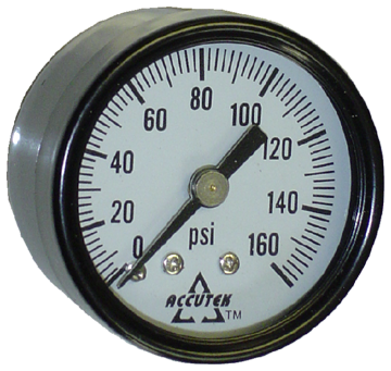 0-160 PSI  - 2" Dry - Steel Case - Brass Center Back Mount - Pressure Gauge  PG-160CD2