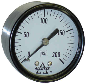 0-200 PSI  - 2" Dry - Steel Case - Brass Center Back Mount - Pressure Gauge  PG-200CD2