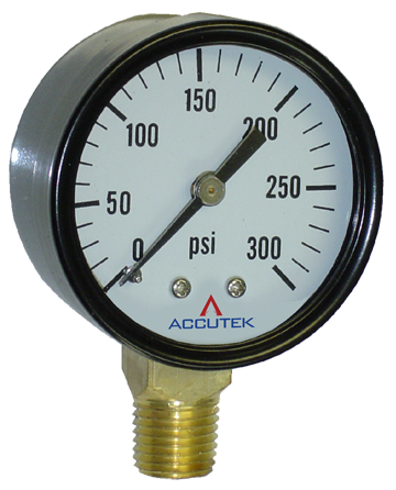 0-300 PSI  - 2-1/2" Dry - Steel Case - Brass Stem Mount - Pressure Gauge  PG-300SD25