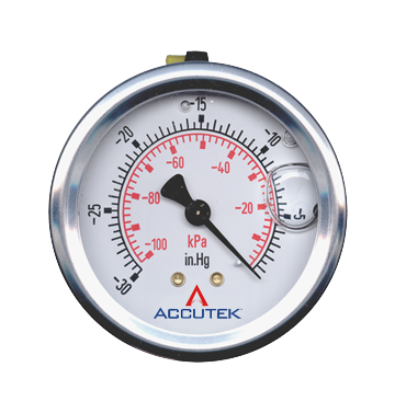 30-0 VAC  - 2" Dry - Stainless Case - Brass Stem Mount - Vacuum Gauge  PG-30CGV25
