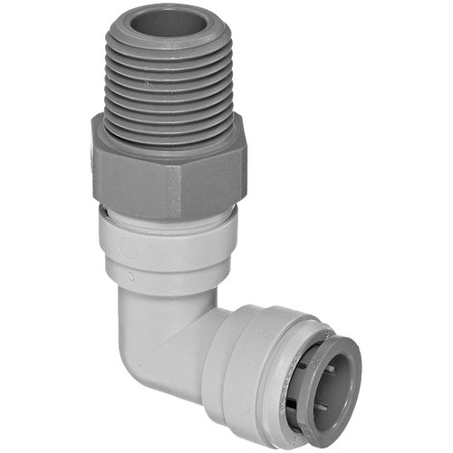 3/8 x 1/8" JG® Grey Acetal Push-To-Connect - Male NPT Swivel 90° Elbow  PI091221S