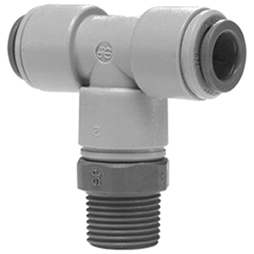 3/8 x 3/8 x 1/4" JG® Grey Acetal Push-To-Connect - Push-To-Connect - Male NPT Swivel Tee  PI101222S