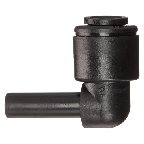 6 x 6mm JG® Black Acetal Male Stem - Push-To-Connect 90° Elbow  PM220606E