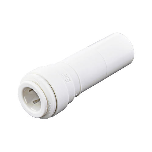 3/8 x 3/8" JG® White Polypropylene Male Stem Adapter - Hose Barb Connector  PP051223W