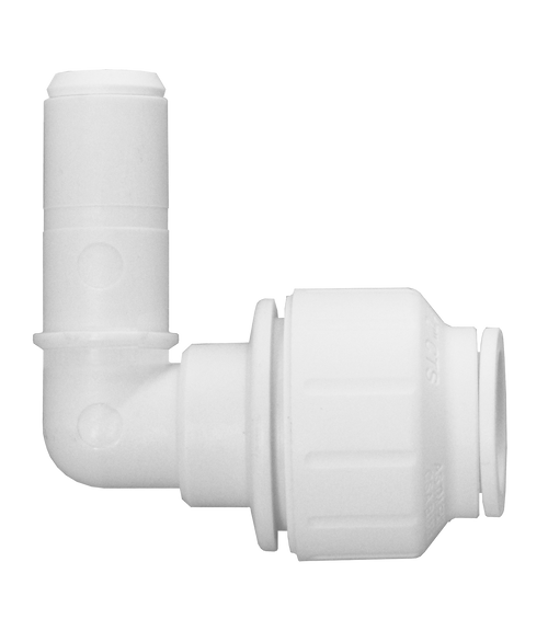 1/2 x 1/2" JG® White Polypropylene Male Stem - Push-To-Connect 90° Elbow  PP221616W