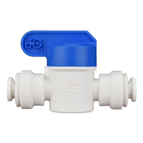 1/4" JG® White Polypropylene Push-To-Connect Shut Off Valve  PPSV040808W