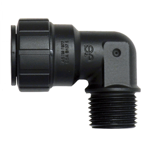 1/2 x 1/2" JG® Black Polysulfone CTS Twist Lock - Male NPT 90° Elbow  PSEI482024E