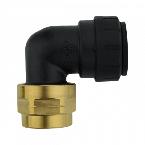 3/4 x 3/4" JG® Black Polysulfone CTS Twist Lock - Brass Female NPS 90° Elbow  PSEI612836E