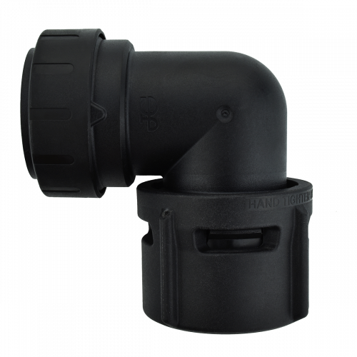 1 x 1-1/4" JG® Black Polysulfone CTS Twist Lock - Female NPT 90° Elbow  PSEI63363AE-L
