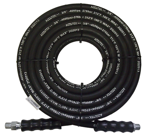 3/8" x 50' Black 4000 PSI General Purpose Male NPT Solid/Swivel Pressure Wash Hose Assembly  PW2A-6-50