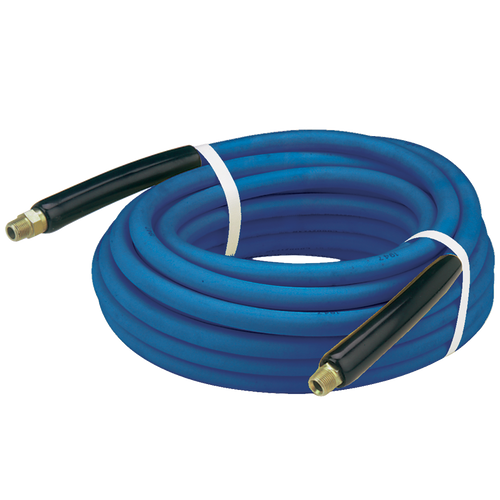 1/4" x 75' Blue 4000 PSI Non-Marking Male NPT Solid/Swivel Pressure Wash Hose Assembly  PW3A-4-75