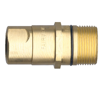 1-1/2 x 1-1/2" Brass Aero FD51 Hydraulic Thread-To-Connect Nipple - Female NPT  QD-BTTWN24-24F