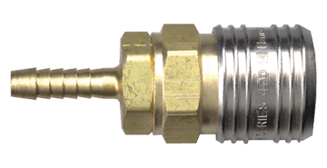 3/8 x 1/2" Steel Industrial Pneumatic Q/D Coupler - Hose Barb  QD-INDMC6-8H