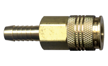 1/4 x 1/4" Steel Universal Aro/Industrial/Tru-Flate Q/D Coupler - Hose Barb  QD-UNIAC4-4H