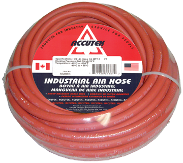 1/2 x 1/2" x 50' Red PVC/Nitrile 300 PSI Rubber Air Hose Assembly - Brass Male NPT Ends  RW8/2RED-50D