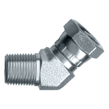 1 x 3/4" Steel Male NPT - Female NPSM Swivel 45° Reducing Elbow  S1124-HE