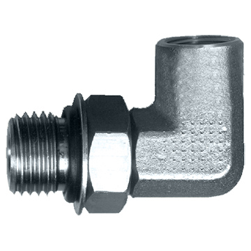 1-1/16"-12 x 3/4" Steel Male ORB - Female NPT 90° Elbow  S3616-12E