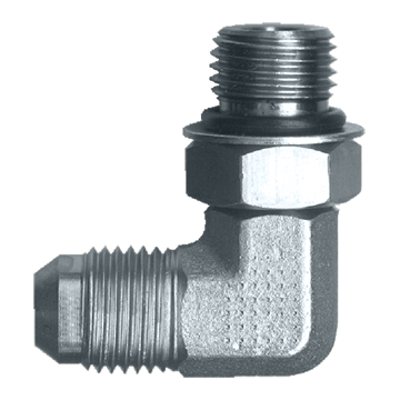 3/8 x 7/8"-14 Steel Male 37° JIC - Male ORB 90° Elbow  S3649-610