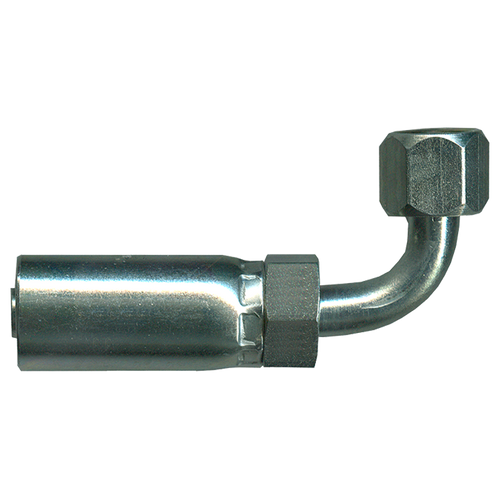 1/4 x 5/16" 100R7/R8/R18 Thermoplastic Hose Crimp - Female 37° JIC Swivel 90° Elbow  SCTP39-45