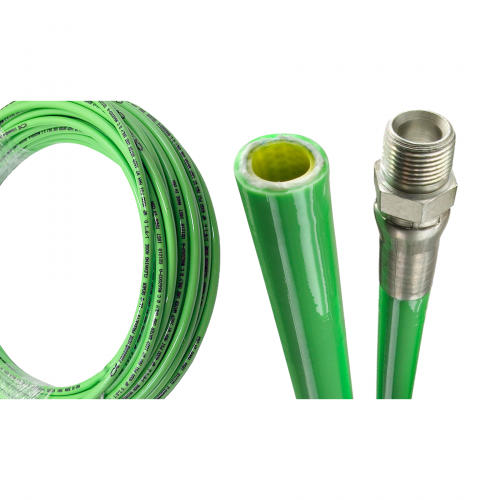 3/8" x 100' Green Piranha® Sewer Slither Lateral Jetting Hose Assembly  SLJ-6GRN-100