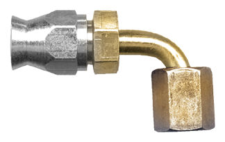 1/4 x 1/4" Brass 100R14 Reusable Hose End - Female 37° JIC Swivel 90° Elbow   SR439-44