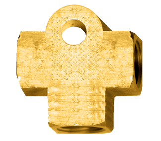 3/16 (3/8"-24) x 9/32" Hole Brass Female 45 SAE Inverted Flare Tee w/Mounting Hole  WH-7805