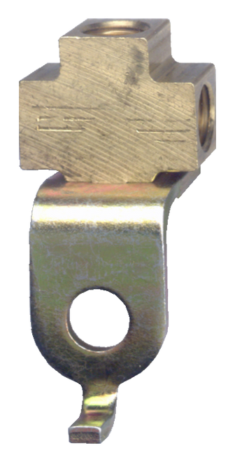 3/16 (3/8"-24) x 11/32" Hole Brass Female 45 SAE Inverted Flare Tee w/Mounting Flange  WH-7812