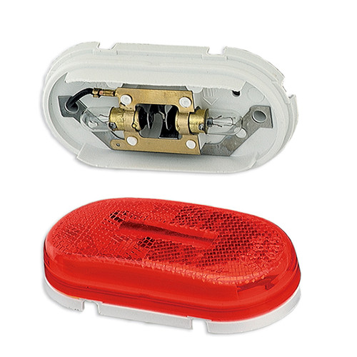 Two-Bulb Oval Pigtail-Type Clearance/Marker Lamp w/Built-in Reflector - Red  45932