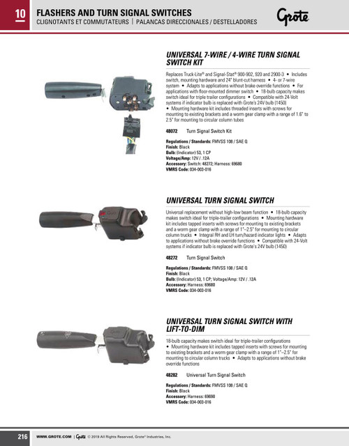 Universal Turn Signal Switch - Black  48272