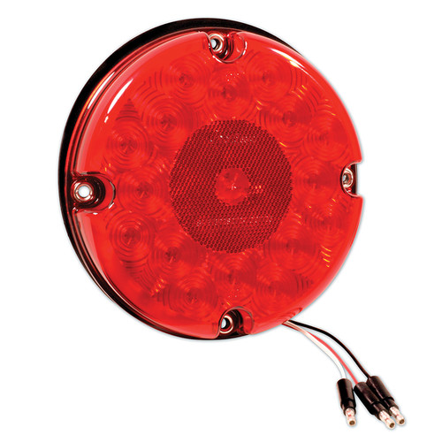 7" LED Stop/Tail/Turn Lamp w/Reflex w/.180" Bullet Connector - Red  53422